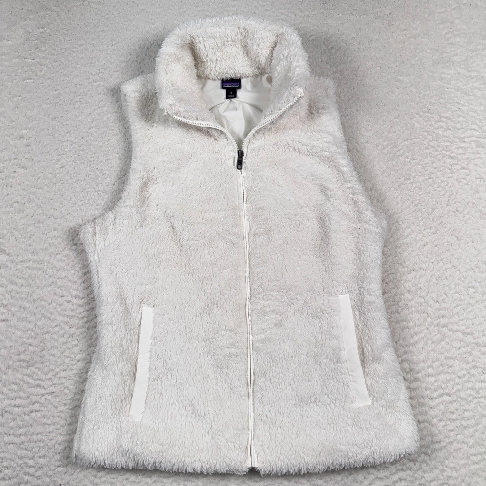 Patagonia Vest‎ Women's Small Los Gatos Fleece Full Zip Sleeveless Outdoor White